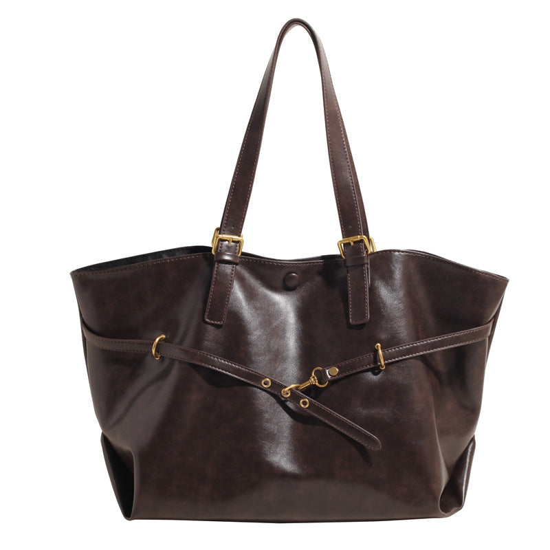 Women's Large-capacity Retro Brown Shoulder Bag