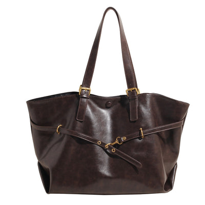 Women's Large-capacity Retro Brown Shoulder Bag