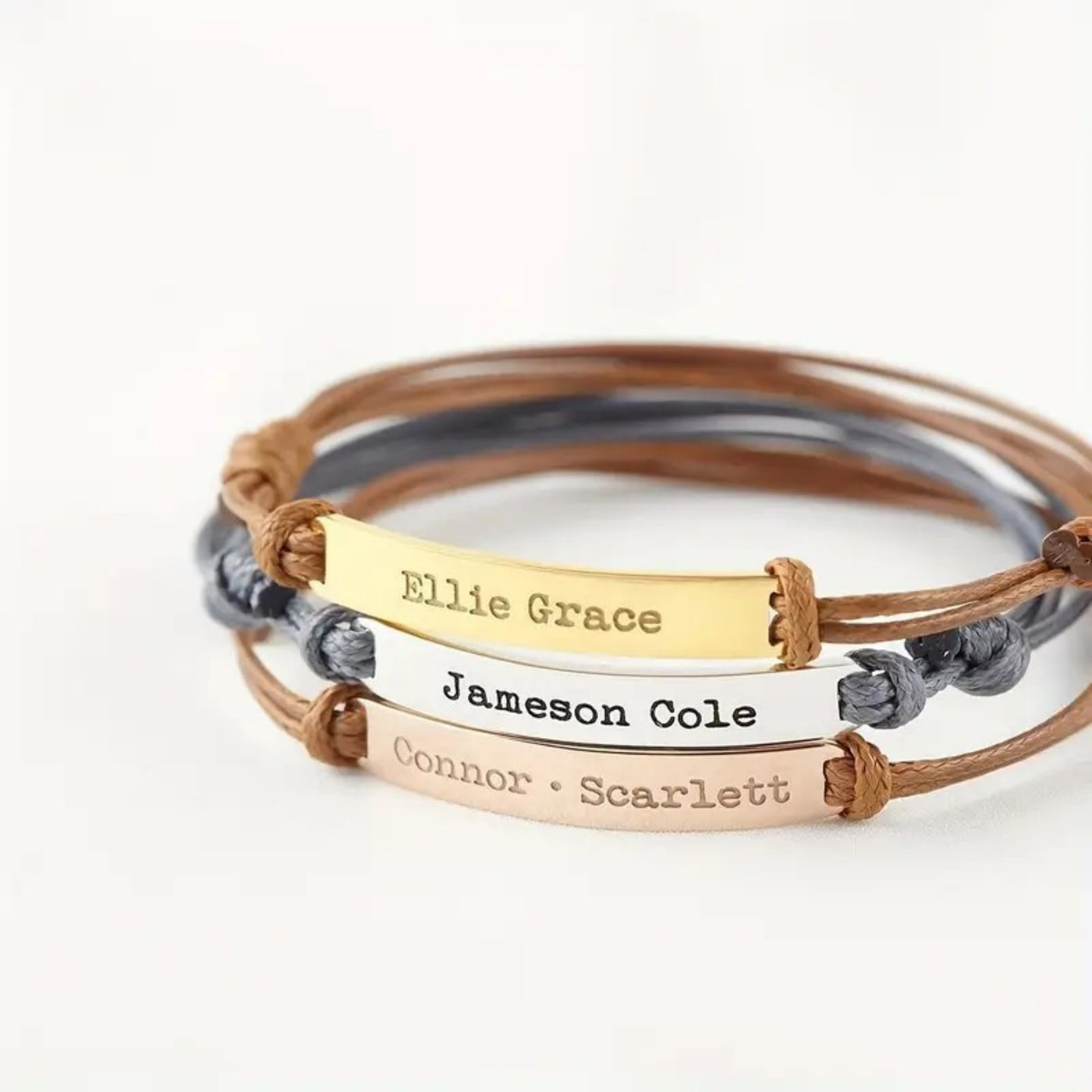 Stainless Steel Curved Inspirational Engraved Woven Stretch Wristband