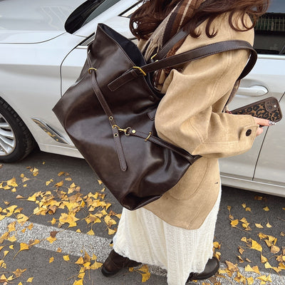 Women's Large-capacity Retro Brown Shoulder Bag