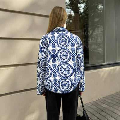 Women's Autumn And Winter Blue Fashionable Cotton Coat