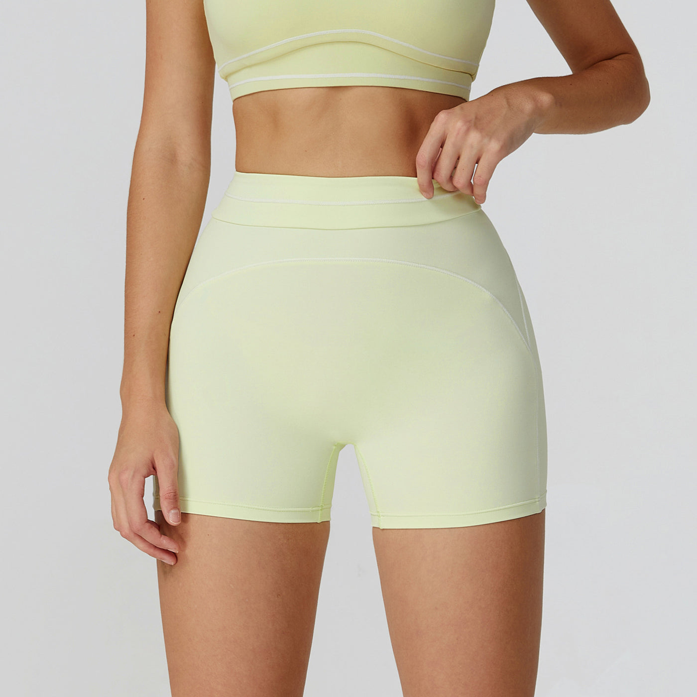 Contrast Color High Waist Outdoor Running Workout Shorts