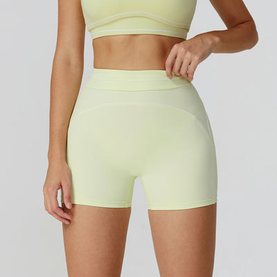 Contrast Color High Waist Outdoor Running Workout Shorts