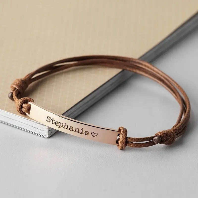 Stainless Steel Curved Inspirational Engraved Woven Stretch Wristband