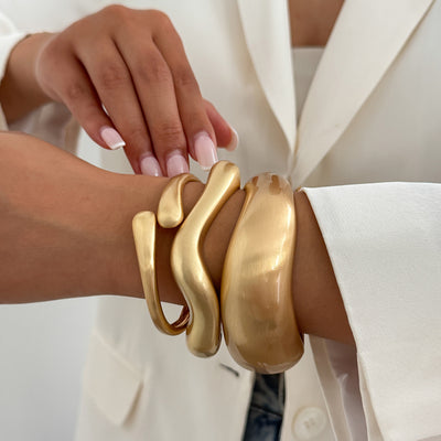 Metal Matte Textured Glossy Spring Bracelet Opening Bracelet