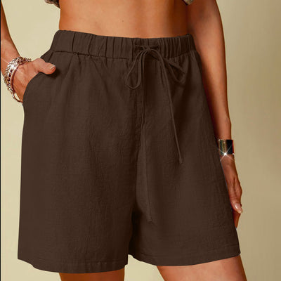 Women's Cotton Linen Pure Color Comfort Wide Leg Shorts