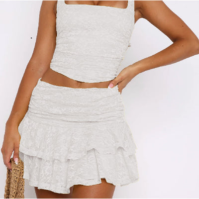 Women's Solid Color Lace Skirt