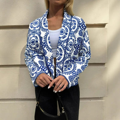 Women's Autumn And Winter Blue Fashionable Cotton Coat