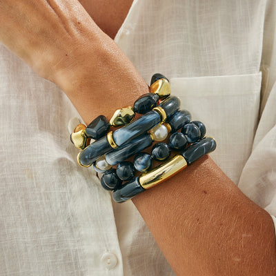 Beaded Blooming Resin Bamboo Elbow Bracelet