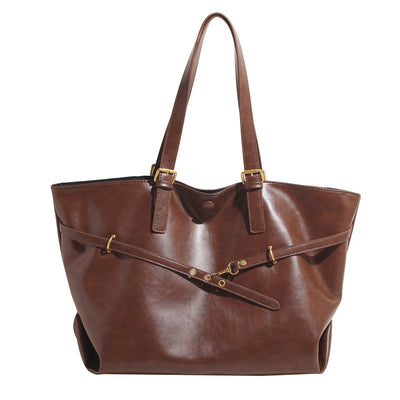 Women's Large-capacity Retro Brown Shoulder Bag