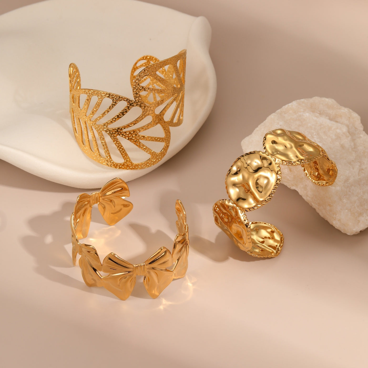 Leaf Stainless Steel Wristband Bow Light Luxury