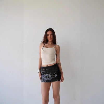 High Waist Hip-wrapped Hot Girl Miniskirt Sequined Bow Decoration