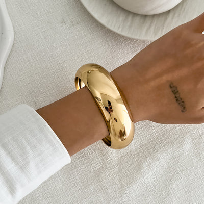 Exaggerated Metal Simple Glossy Wide Round Bracelet
