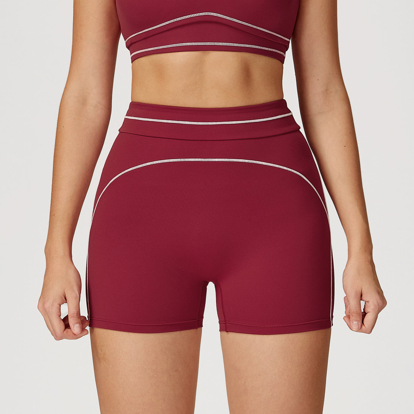 Contrast Color High Waist Outdoor Running Workout Shorts