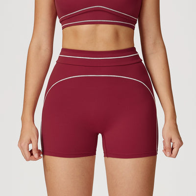 Contrast Color High Waist Outdoor Running Workout Shorts