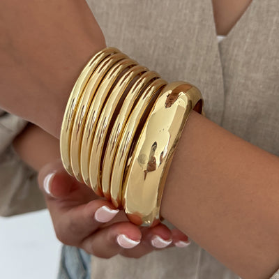 Exaggerated Metal Simple Glossy Wide Round Bracelet
